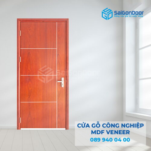 Cửa Gỗ MDF Veneer P1R4b Xoan Đào 2-SGD