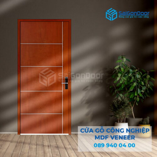 Cửa Gỗ MDF Veneer P1R5 Xoan Đào 1-SGD