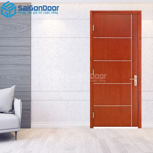 Cửa Gỗ MDF Veneer P1R5 Xoan Đào 2-MDFV-SGD